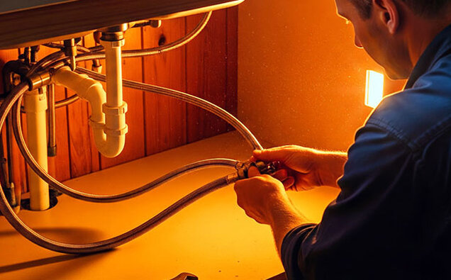 Plumber Connecting Flexible Pipe